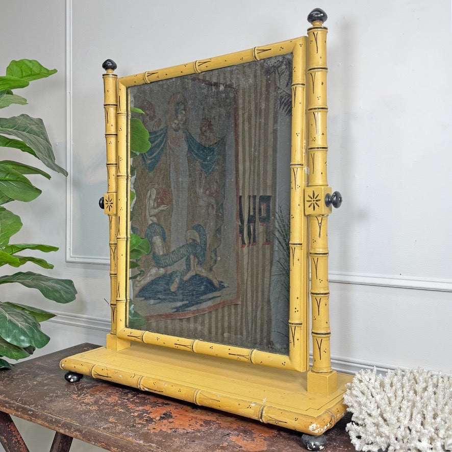 Regency Painted Faux Bamboo Dressing Table Mirror