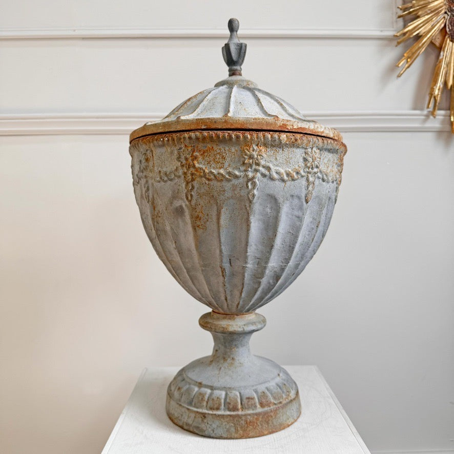 Antique Adam Style Cast Iron Urn attributed to the Carron Iron Works