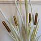 1980's White Bamboo & Bulrush Floor Lamp With Shell Shades