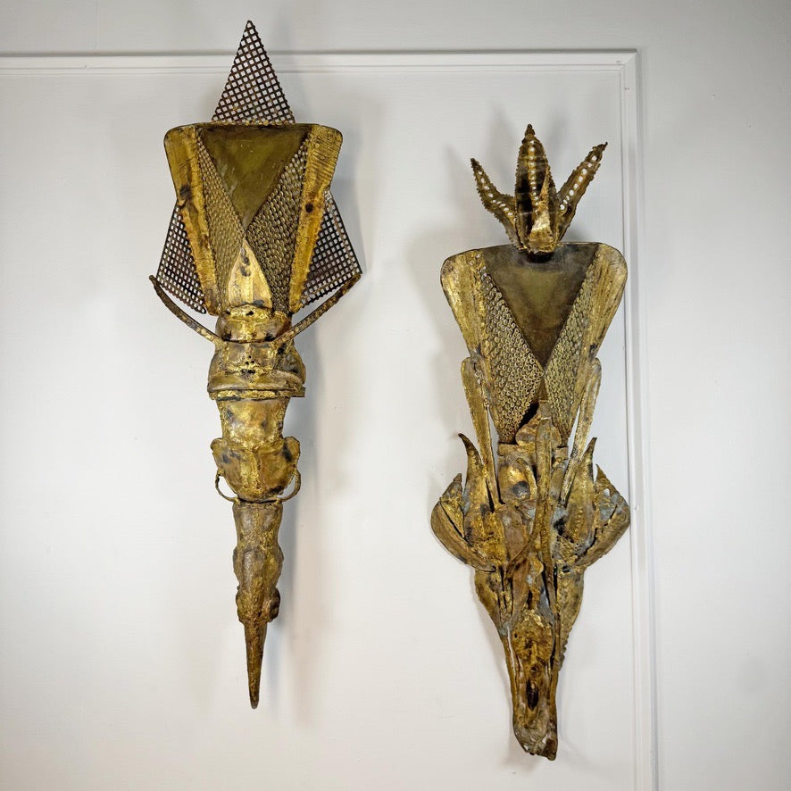 Francois Melin Brutalist Wall Light Sculptures