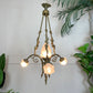 Art Nouveau Bronze and Glass Torchiere and Flower Chandelier circa 1905