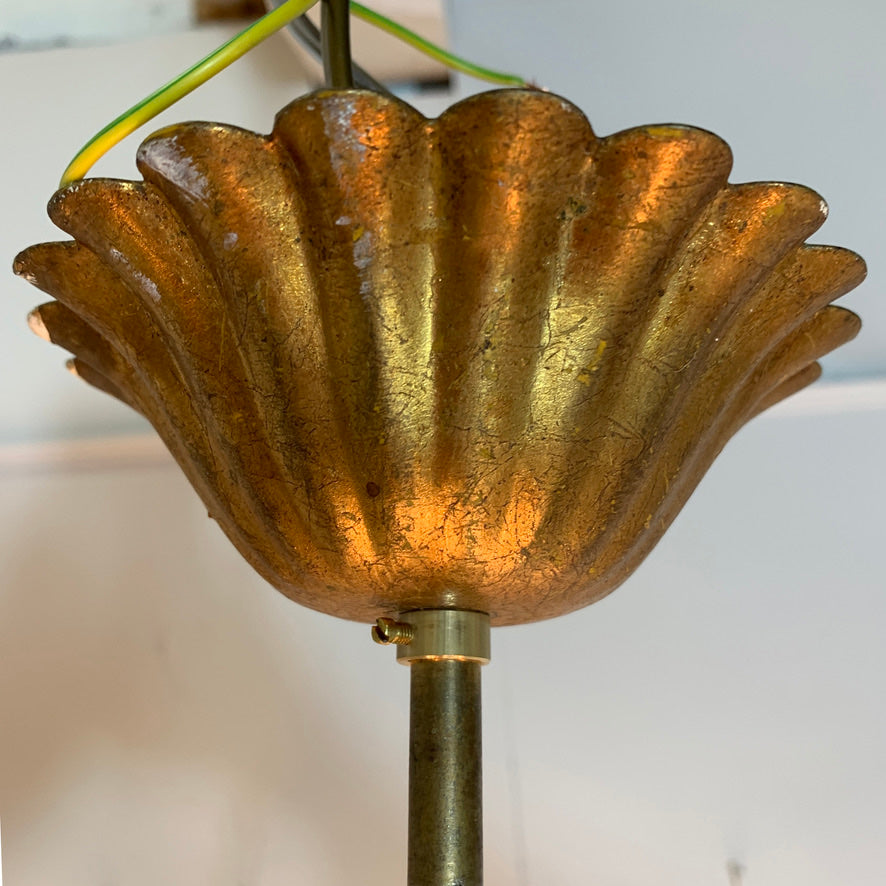 Italian Broad Leaf Gold Chandelier 1970's