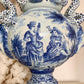 Late 18th Century Delft Style Blue and White Bacchus Serpent Handled Vase
