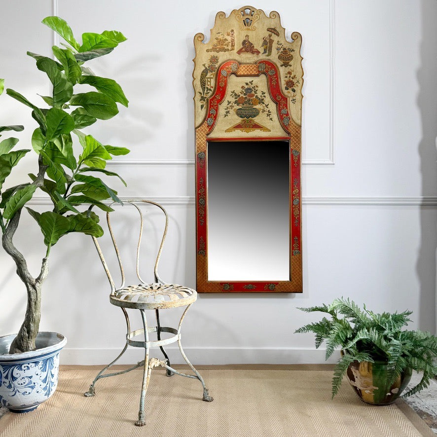 George I Style Large Red Chinoiserie Wall Mirror