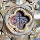 18th Century Water Gilded Processional Cross with Embroidered IHS