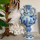 Late 18th Century Delft Style Blue and White Bacchus Serpent Handled Vase