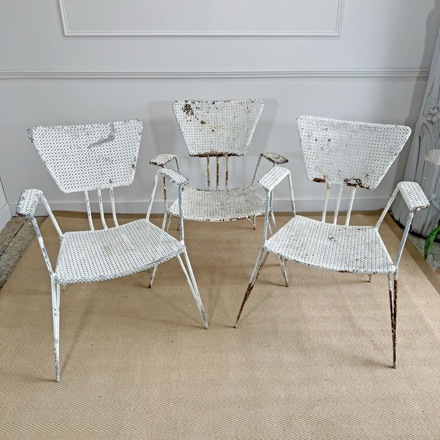 Mathieu Matégot Perforated Sheet and Tubular Metal Chairs
