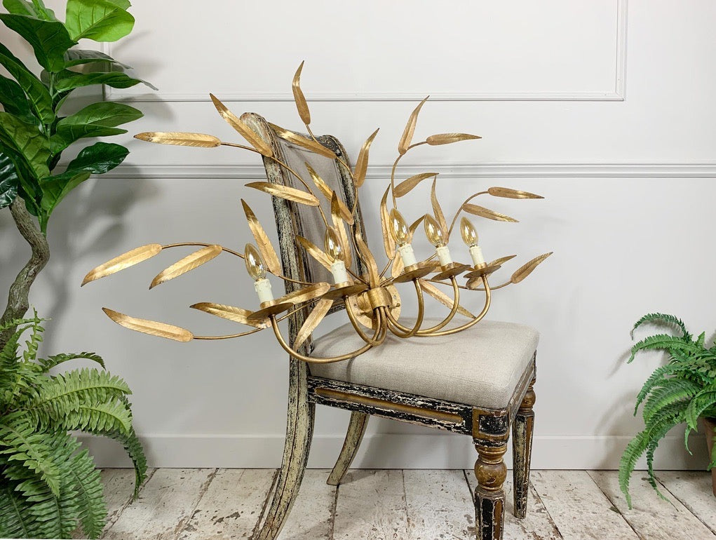 Extraordinary Huge Ferro Art Gold Leaf Wall Light