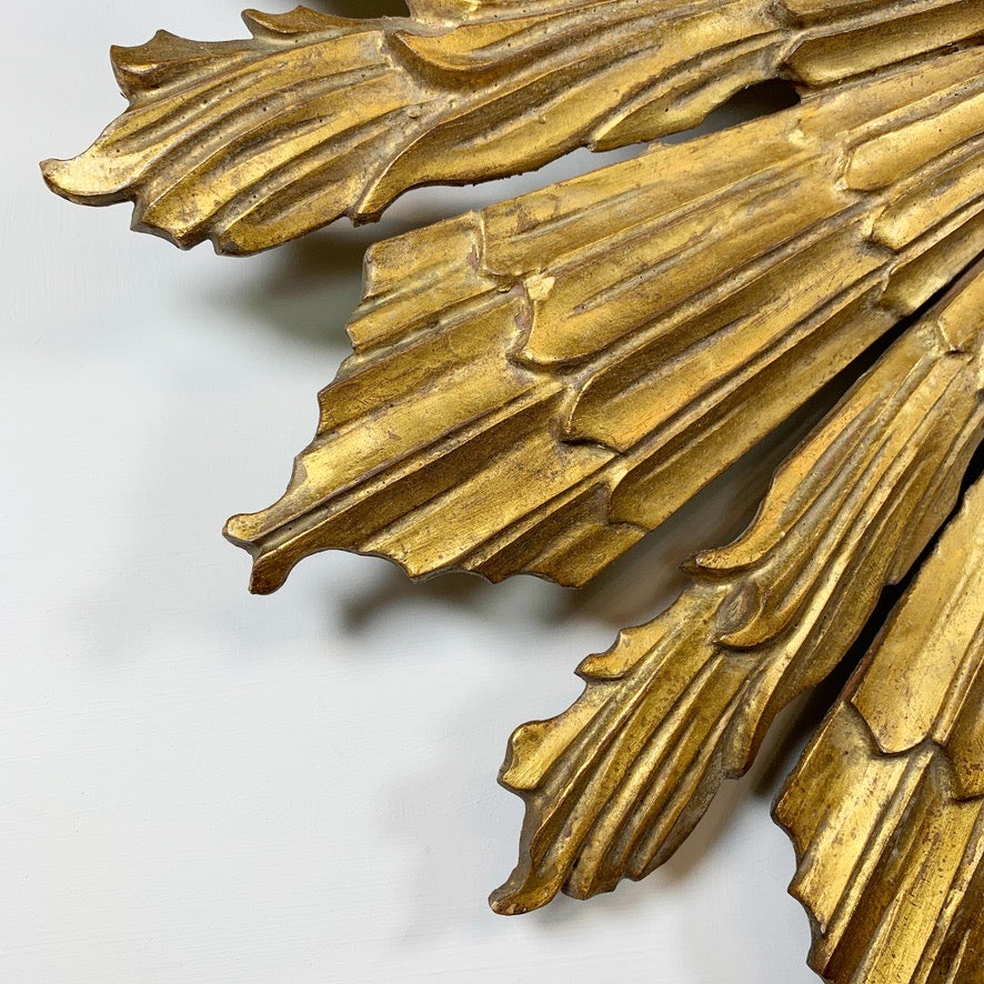 Carved Gilt Wood Church Sunburst Light Circa 1920