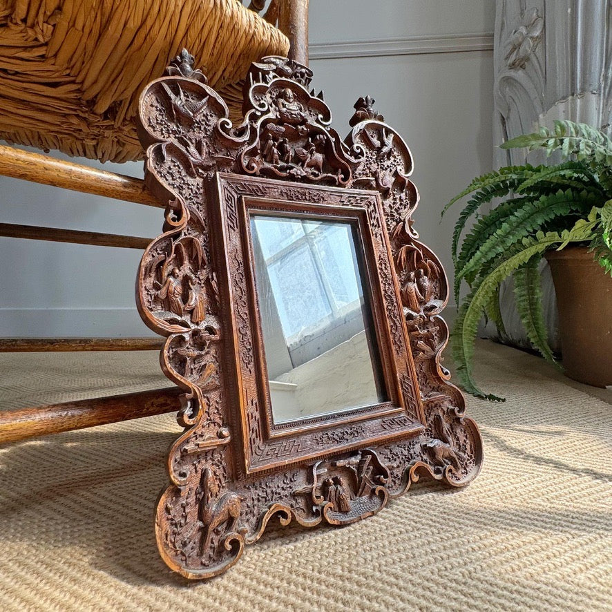 An Exceptionally Carved Qing Dynasty Hardwood Chinese Export Mirror