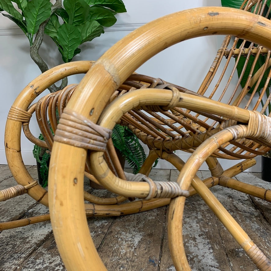 Rocking Chair in Bamboo and Rattan Attributed to Franco Albini 1950's
