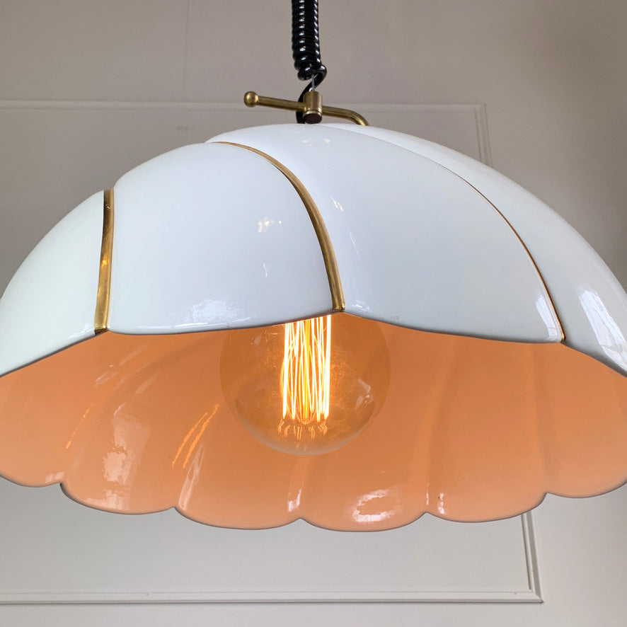 Tommaso Barbi Huge White and Gold Ceramic Pendant Light