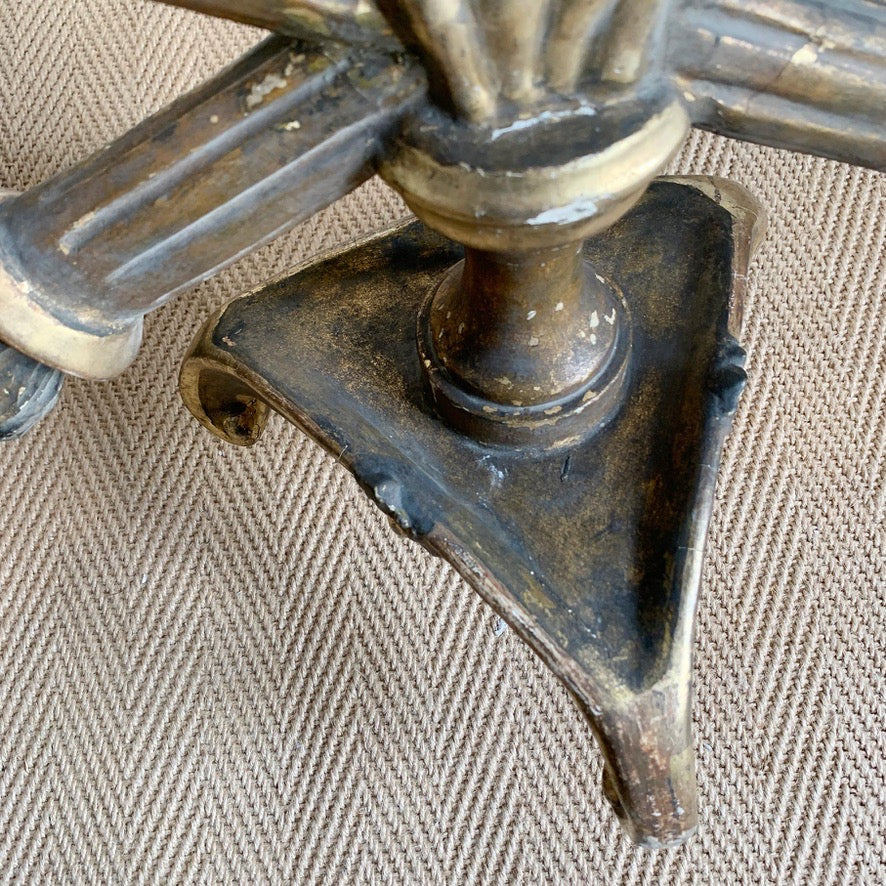 Large 18th Century Gold Religious Processional Cross on Later Base