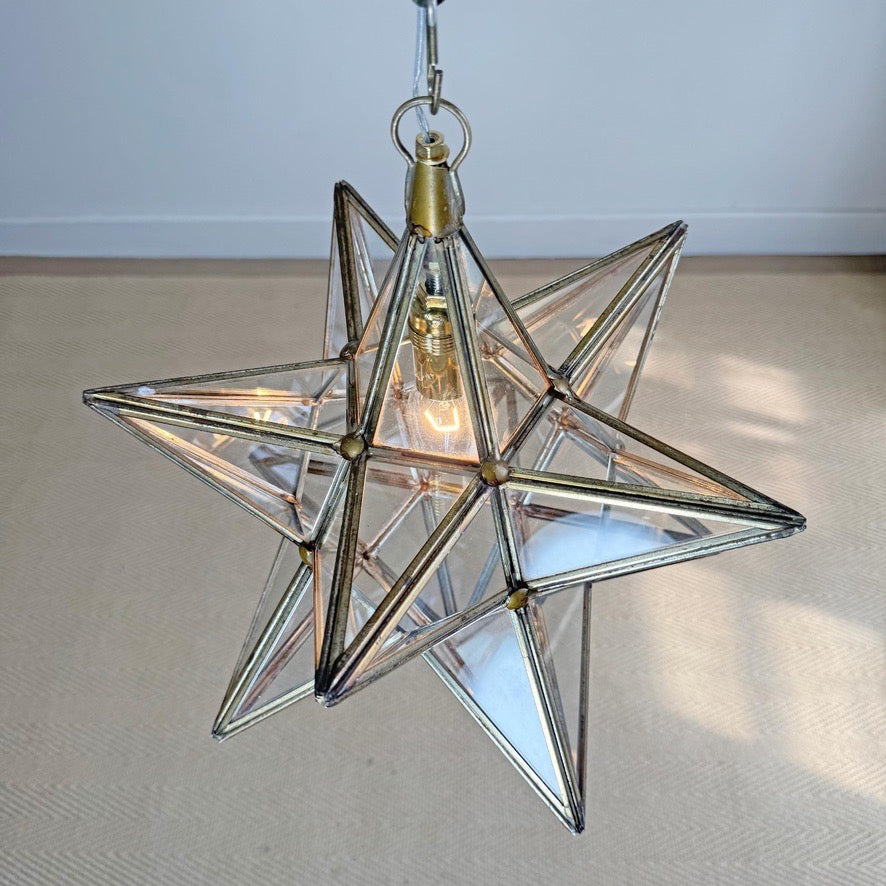 1920's Moravian Glass Star Pendant Ceiling Light