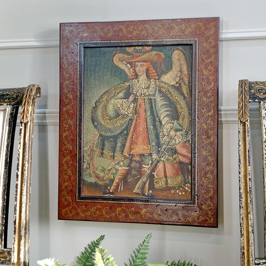19th Century Cuzco School Oil On Canvas Archangel Michael