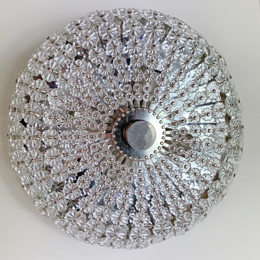 Silver Glass Flushmount Light by Emil Stejnar for H. Richter 1950's