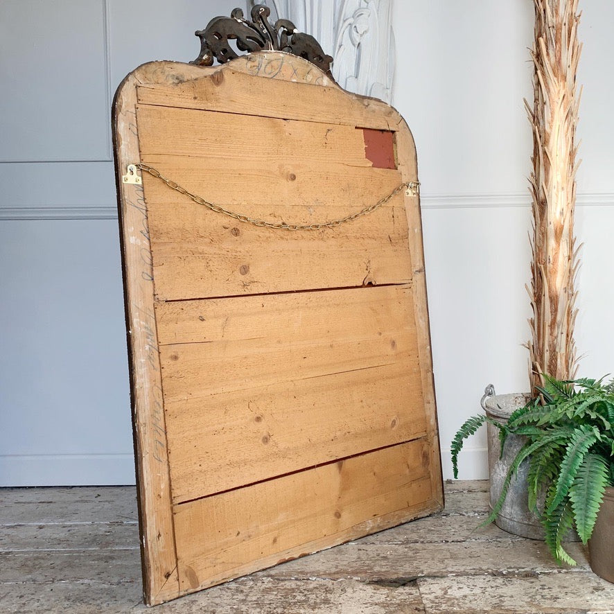 19th Century French Crested Gold Gesso Mirror
