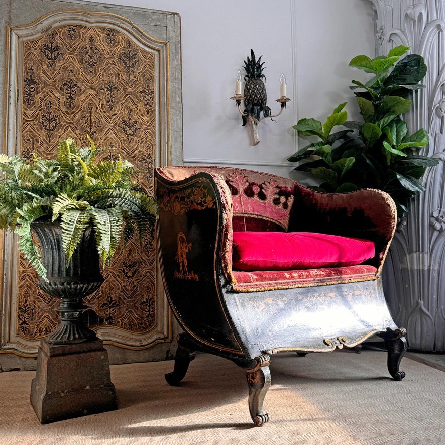 18th Century French Sleigh Form Ducal Crown Chair of Significant Importance