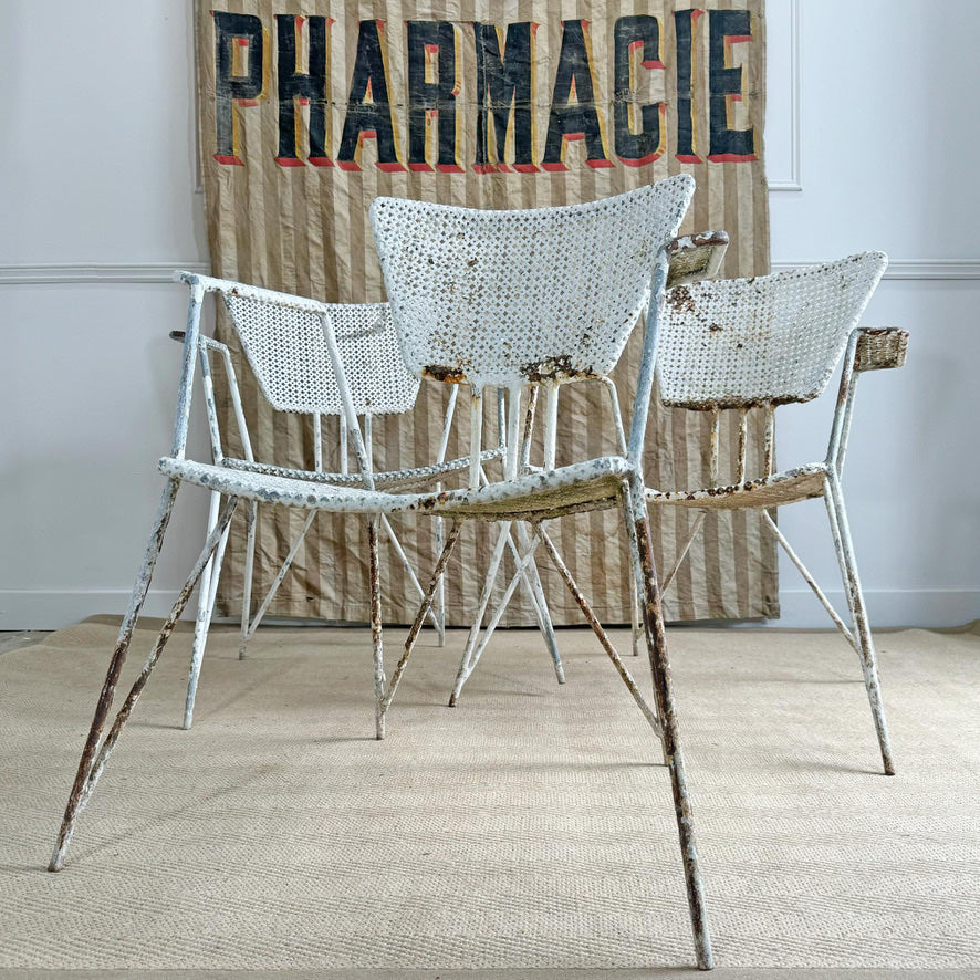 Mathieu Matégot Perforated Sheet and Tubular Metal Chairs