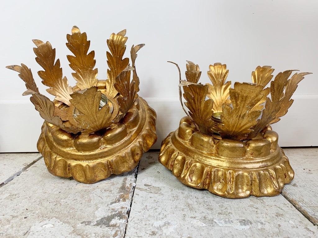 Italian Florentine Giltwood Ceiling Crown Lights