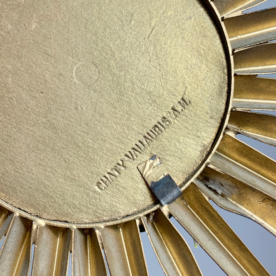 Chaty Vallauris 1950s Petite Gold Sunburst Mirror