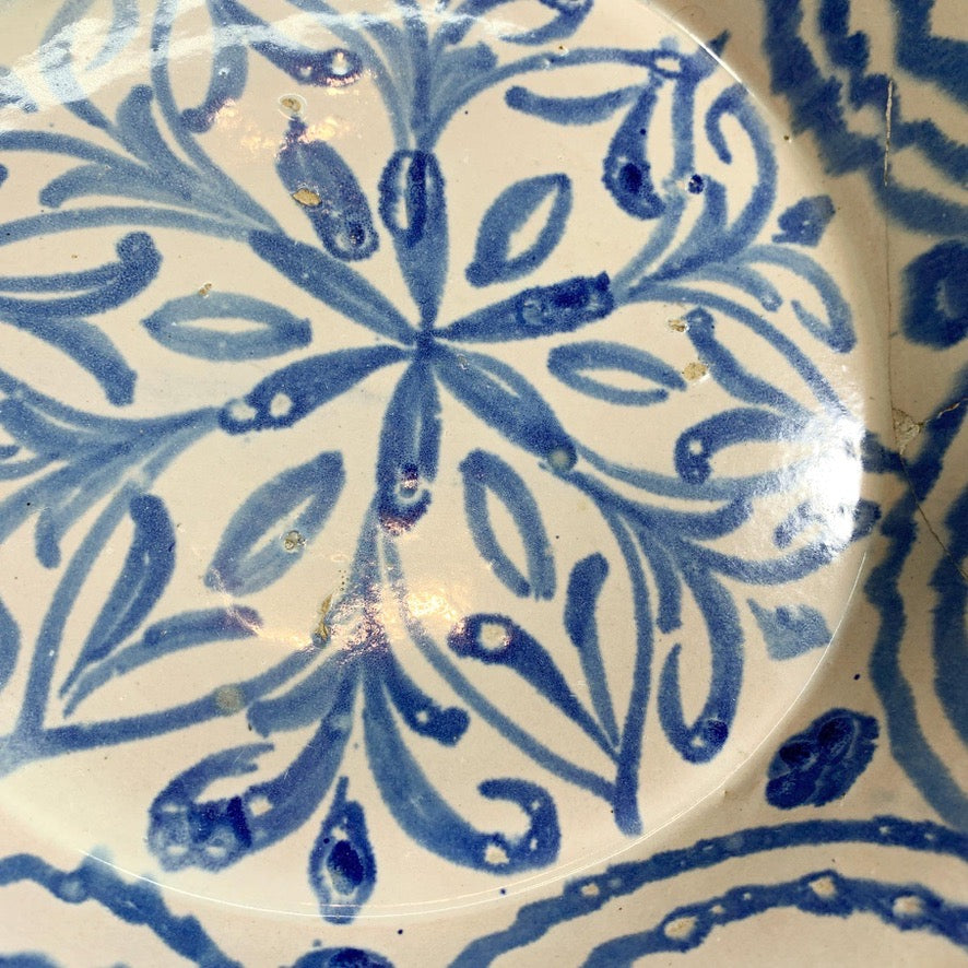 Large 18th Century Blue and White Spanish Lebrillo Bowl