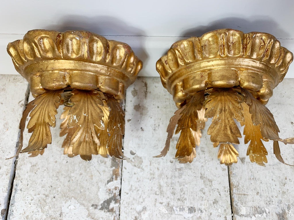 Italian Florentine Giltwood Ceiling Crown Lights