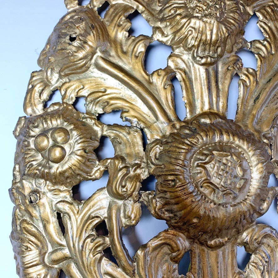 Set of 3 Gold Repousse Baroque Wall Sconces
