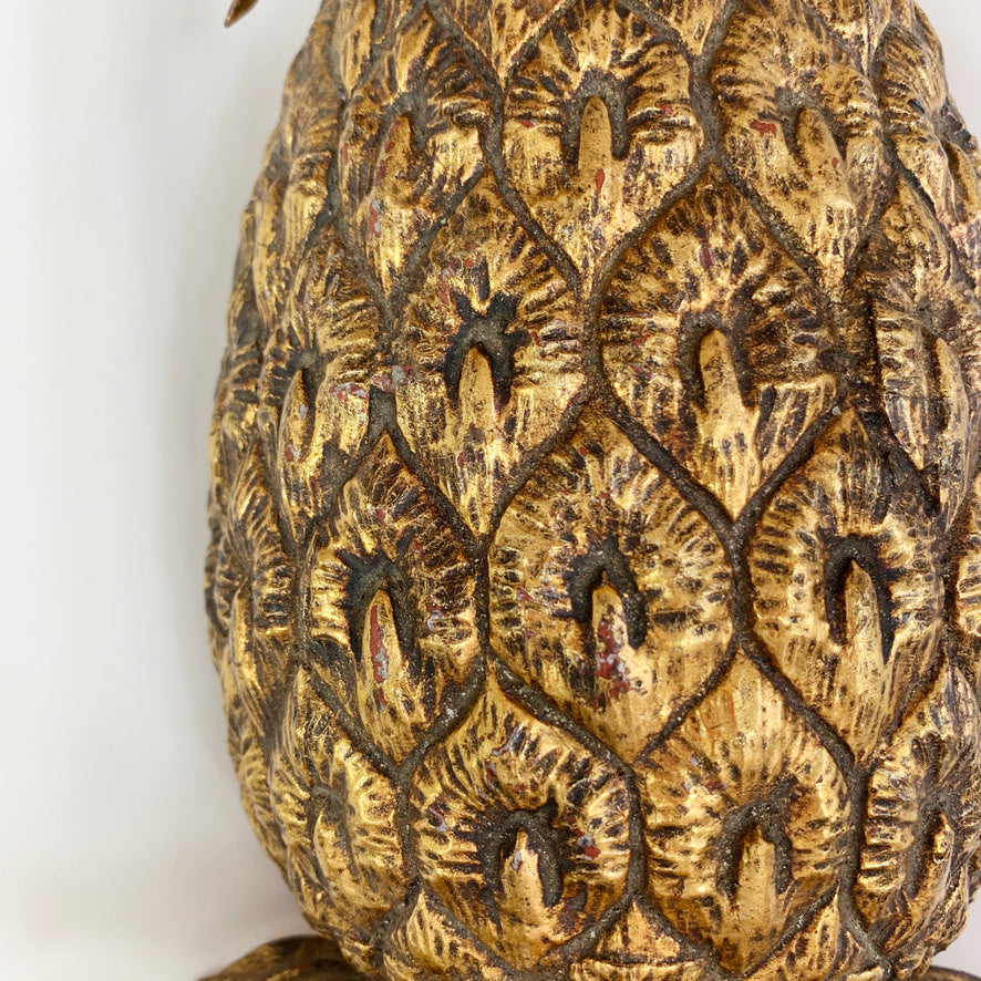 Italian 1950's Gold Wrought Iron Pineapple Candle Wall Sconce