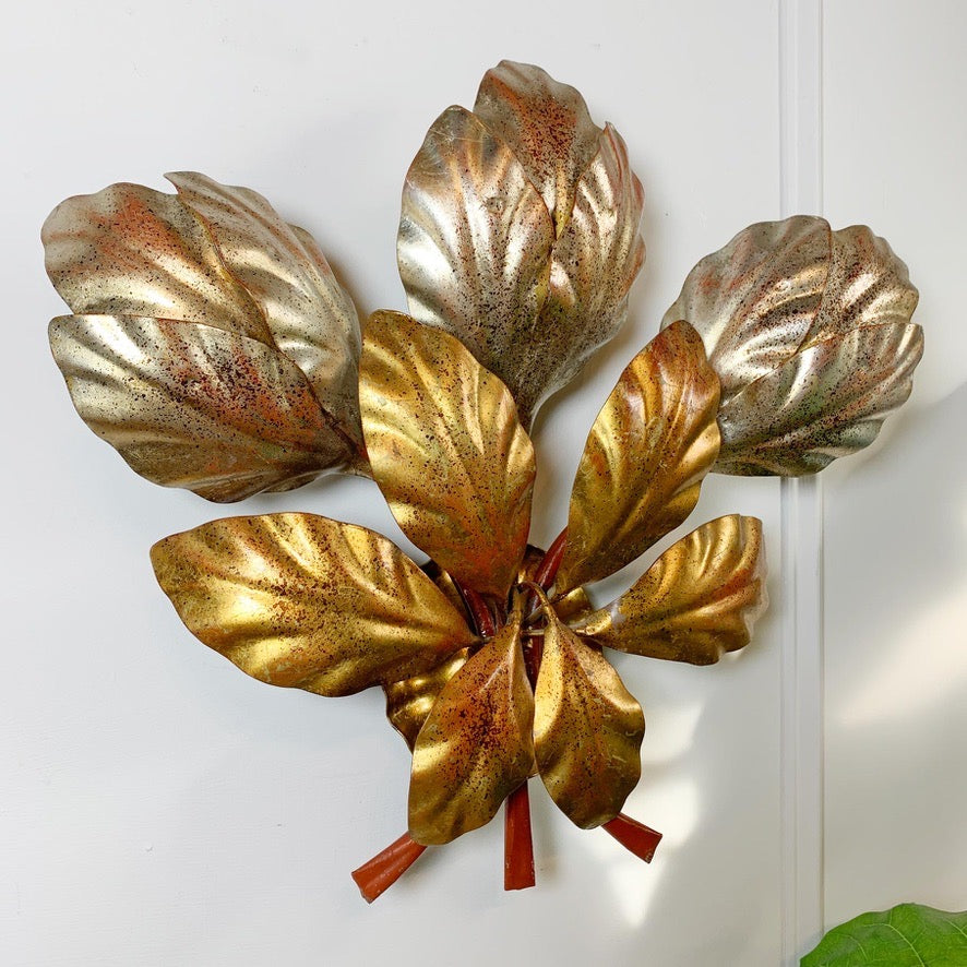 Hans Kogl Gold and Silver Leaf Wall Light