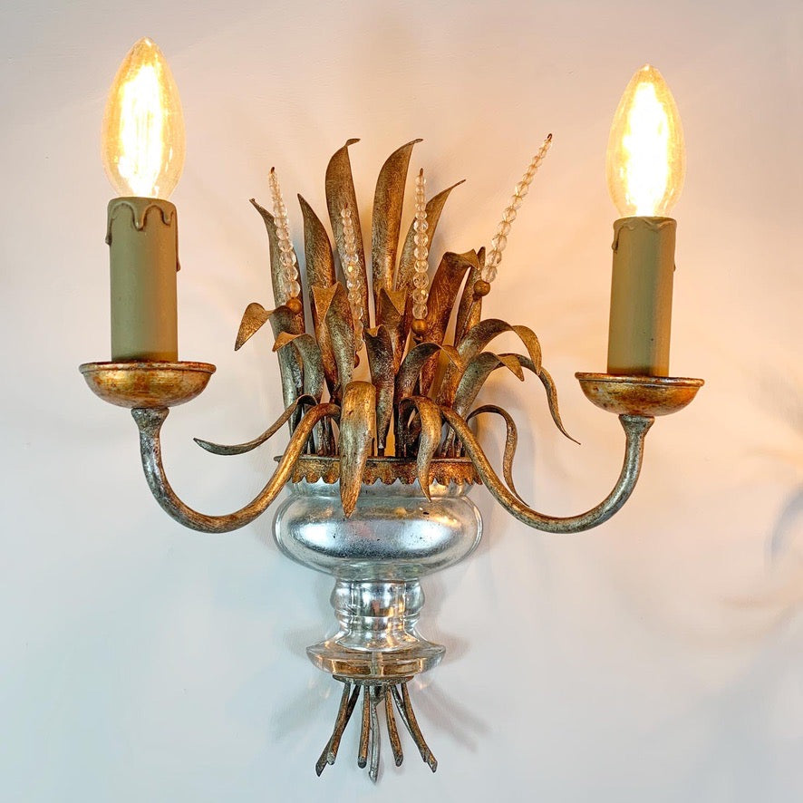 Pair of Maison Bagues Gilt Crystal Wall Lights