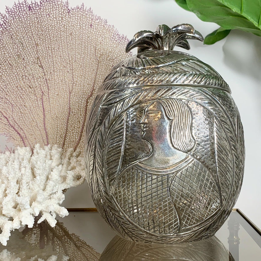 Modernist Silver Breton Design Ice Bucket in the Style of Marc Chagall, 1950's