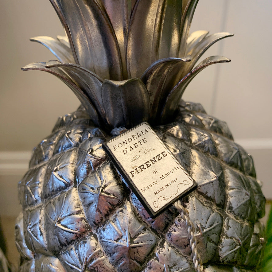 Rare Mauro Manetti Silver Pineapple Table Lamp 1960's