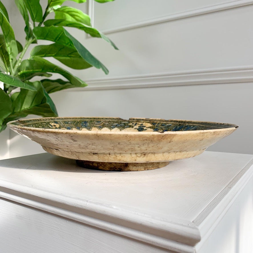 17th Century Safavid Blue Pottery Dish