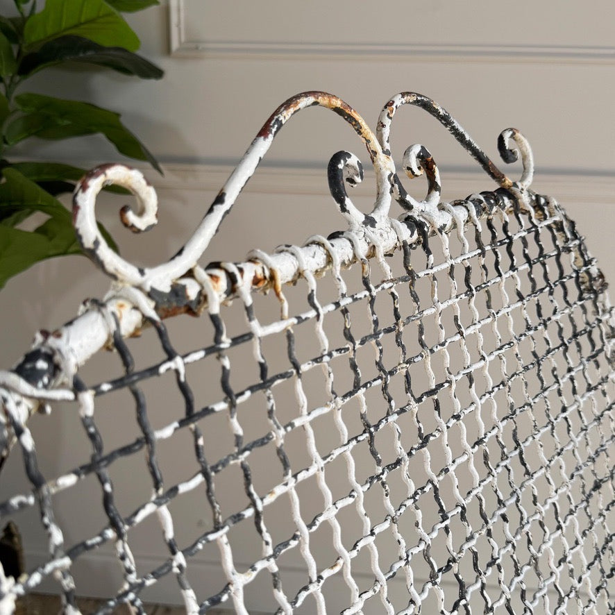 Antique Wrought Iron and Wirework Garden Lounger