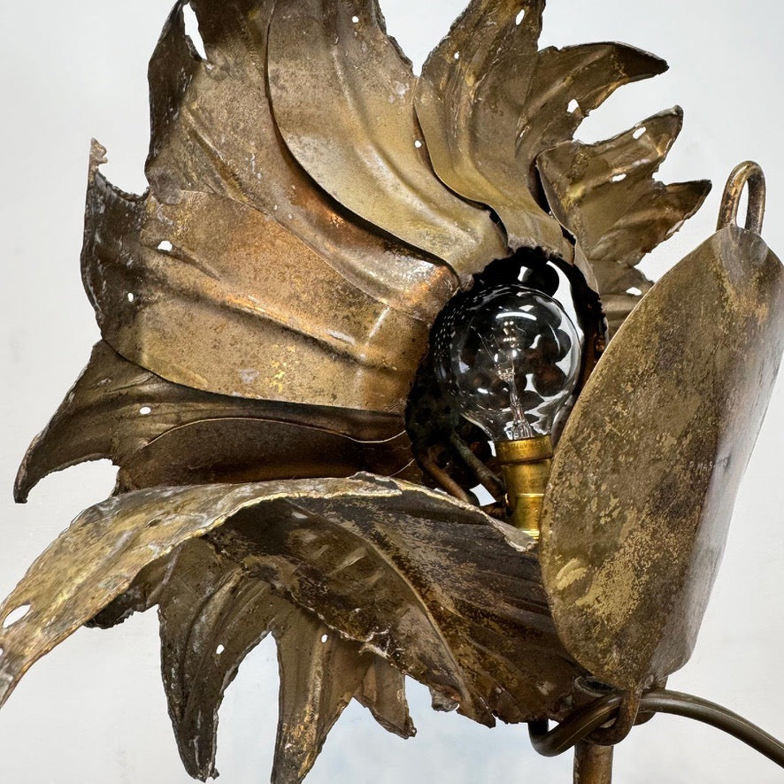Sunflower Wall Light in brass signed by P Mas Rossi 1970's