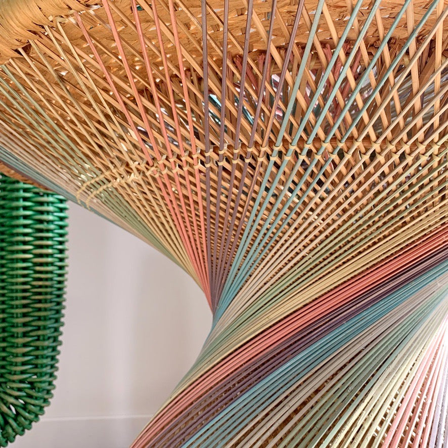 Italian Rainbow Rattan 'Emmanuelle' Peacock Coffee Table 1970's