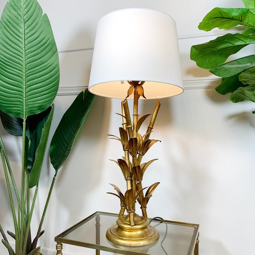 Italian Gold Faux Bamboo Table Lamp 1950's