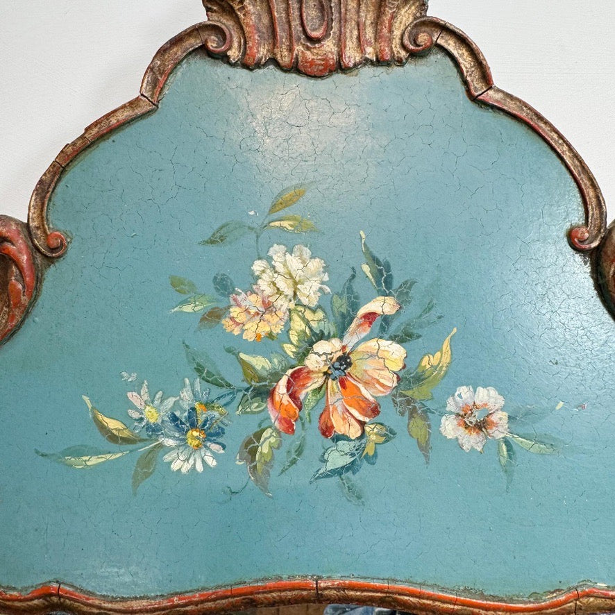 Antique Turquoise Painted Venetian Mirror