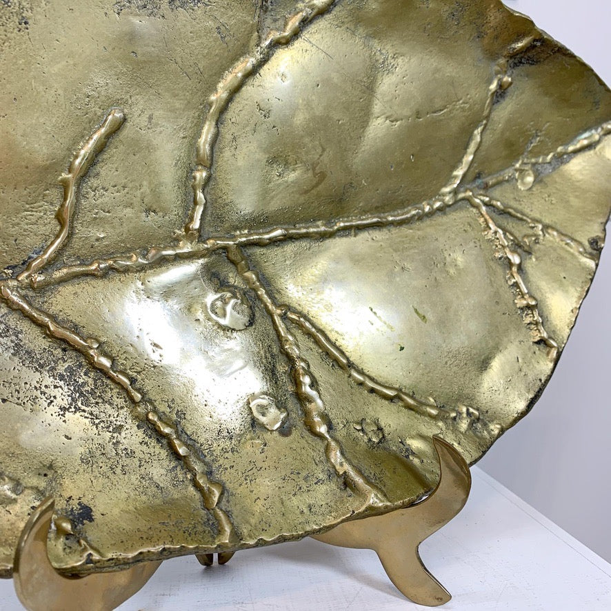 Decorative Brass Leaf Sculpture and Nut Cracker By David Marshall 1970's