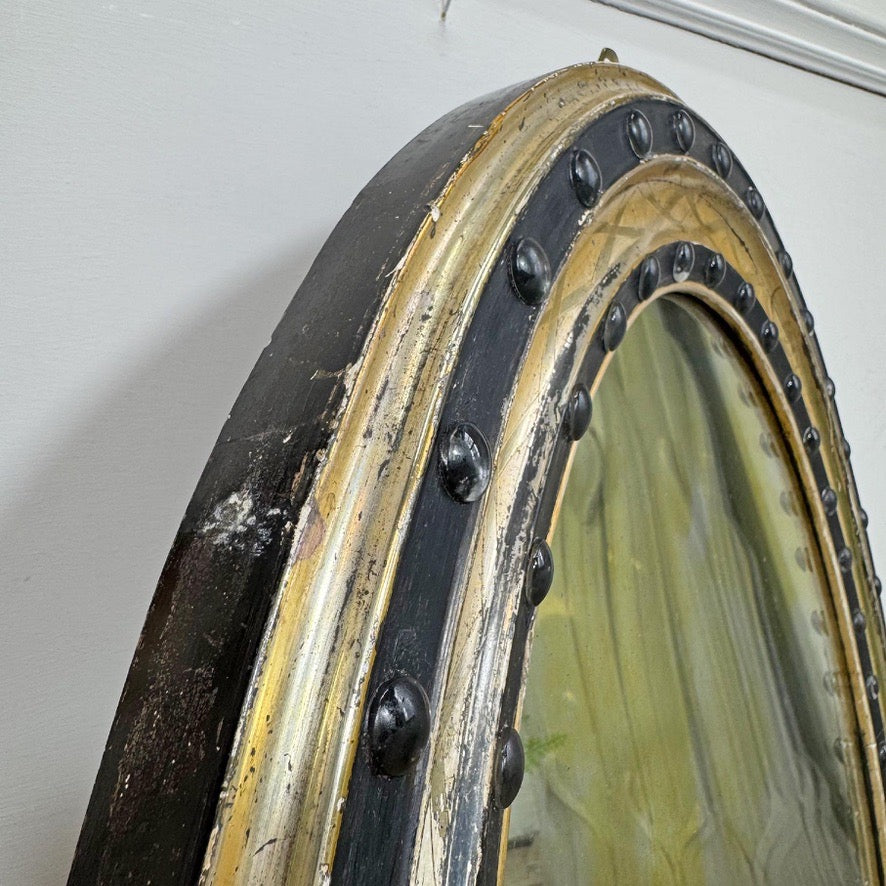 Large Regency Irish Giltwood and Ebonised Wall Mirror