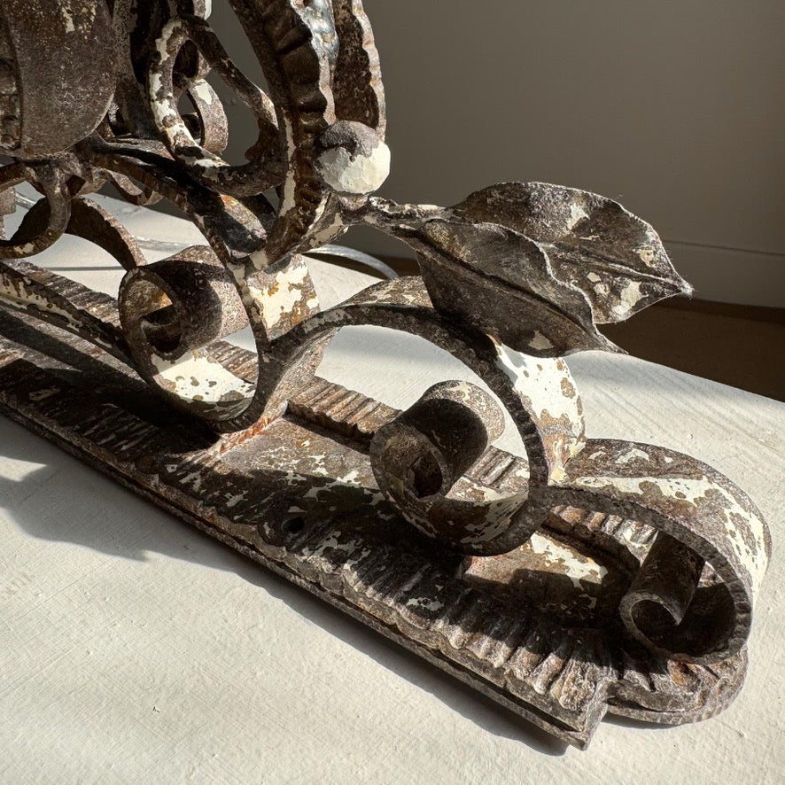 19th Century Wrought and Cast Iron Gothic Overdoor Light