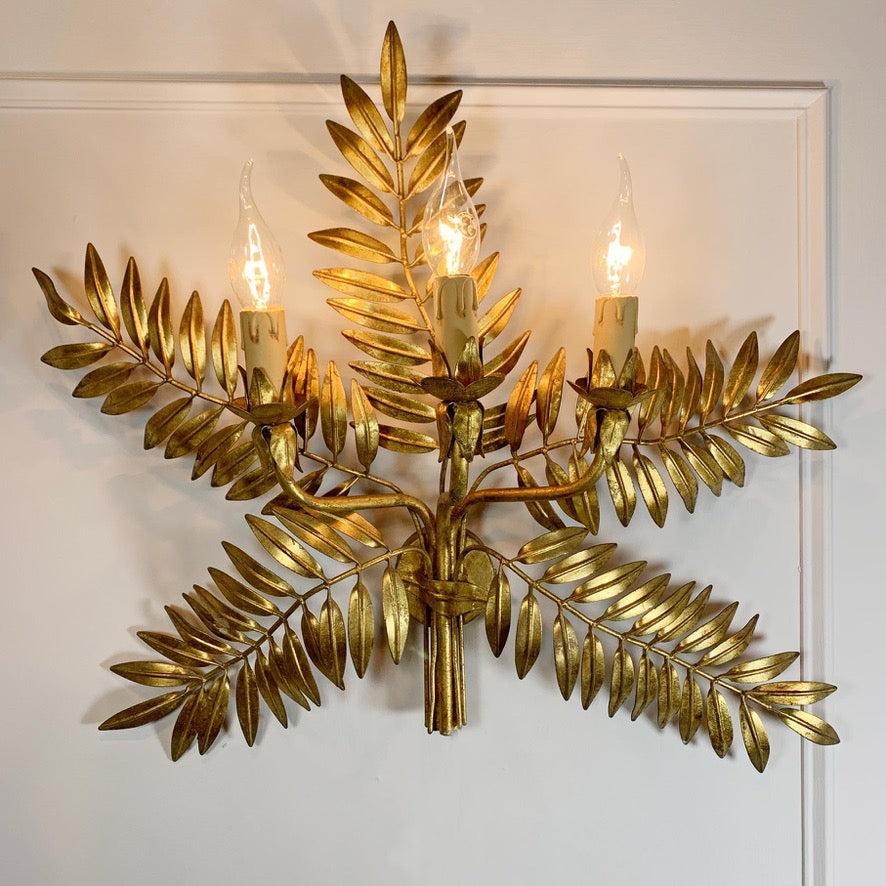 Gold Italian Laurel Leaf Wall Light 1950's