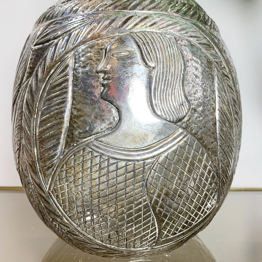 Modernist Silver Breton Design Ice Bucket in the Style of Marc Chagall, 1950's