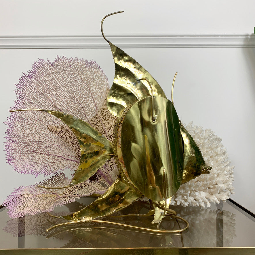 Duval Brasseur Large Gold Agate Angel Fish Lamp
