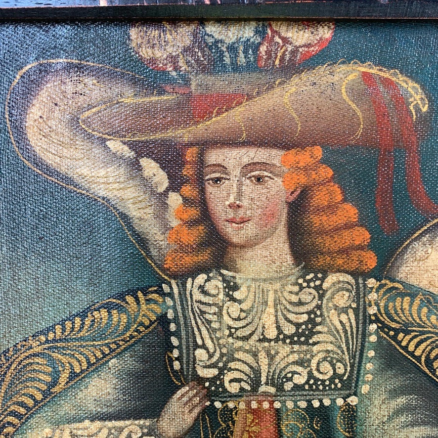 19th Century Cuzco School Oil On Canvas Archangel Michael