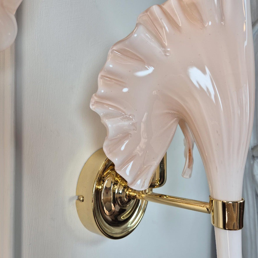 Barovier and Toso Pink Murano Glass Wall Lights