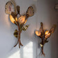 Henri Fernandez Signed Agate and Brass Wall Lights