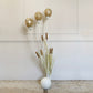 1980's White Bamboo & Bulrush Floor Lamp With Shell Shades