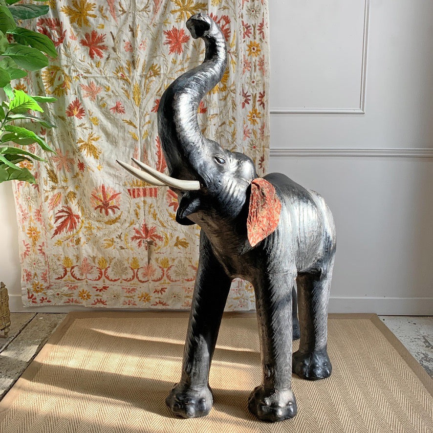 Huge 129 cm Tall Liberty of London Leather Elephant